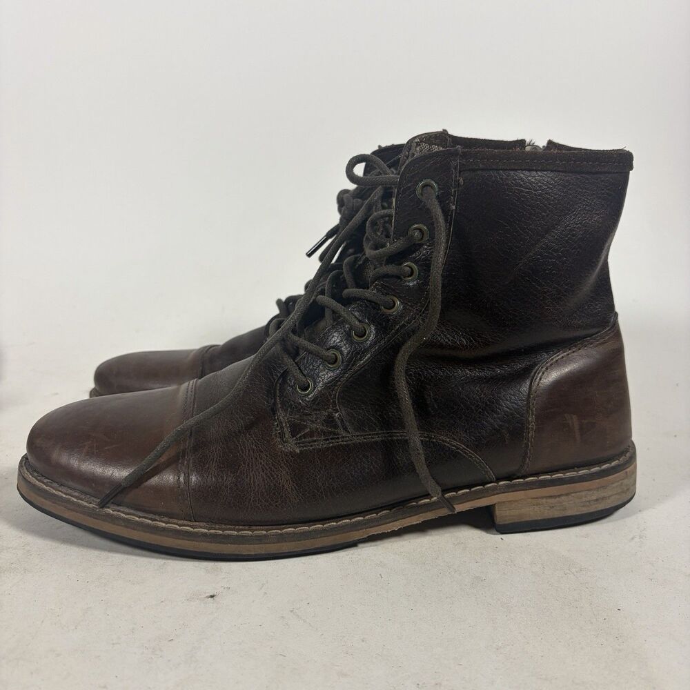 Crevo Demarcon Mens Boot SZ 11 Brown Leather Lace Up Side Zip 7" Tall